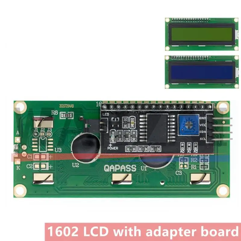 LCD1602 1602 LCD Modul Blau/Gelb Grün Bildschirm 16x2 Zeichen LCD Display PCF8574T PCF8574 IIC I2C Interface 5V für Arduino