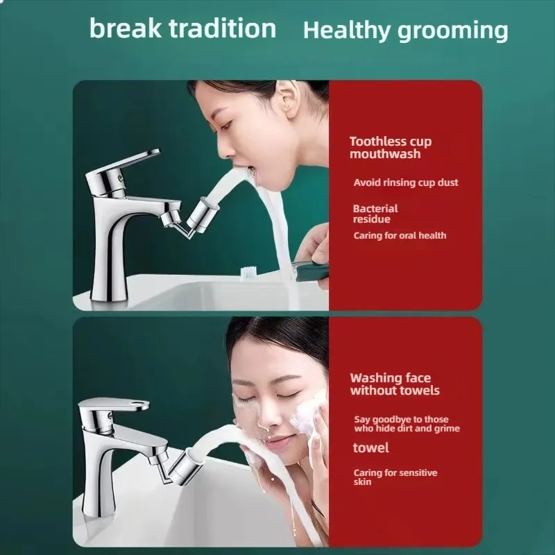 Kitchen faucet extender 1080 ° rotating sink accessory stainless steel universal splash proof dual-mode bathroom with adapter