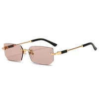 Fashion Rimless Rectangle Sunglasses Popular Women Men Shades Small Square Sun Glasses For Female Male Summer Traveling Oculos - Image 4