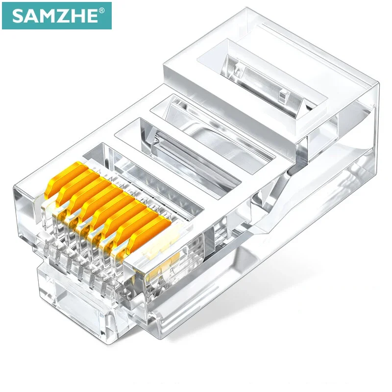 SAMZHE Cat6 RJ45 Modulare Stecker 8P8C Stecker für Ethernet Kabel, gold Überzogene 1Gbps KATZE 6 Gigabit Groß Ethernet Crimp Anschlüsse