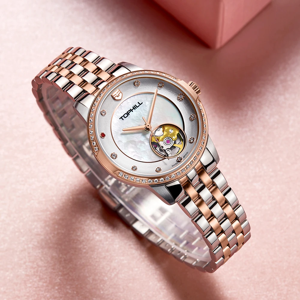 

Новинка 2024, женские водонепроницаемые наручные часы в стиле роскошный механический автоматический ill, 5 бар, оригинальные женские часы