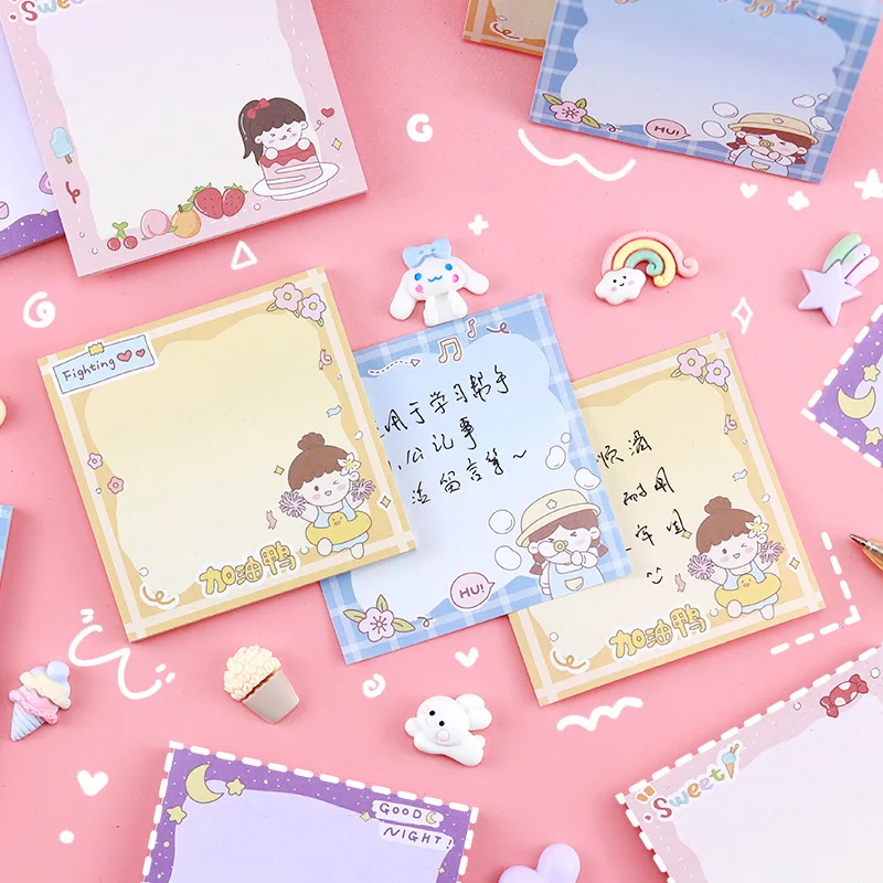 Korean Cute Kawaii Sticky Notes Memo Pads Post Notepads Girl Stationery Back to School Office Supplies Check List To Do Shopping