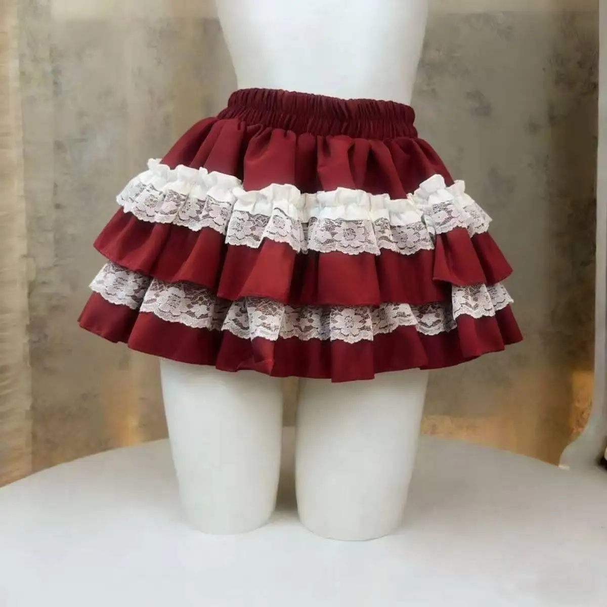 Lolita Style Cute Cake Skirt Women Japanese Sweet Y2K Lace Ruffles High Waist Mini Skirt Harajuku Princess Party Skirts