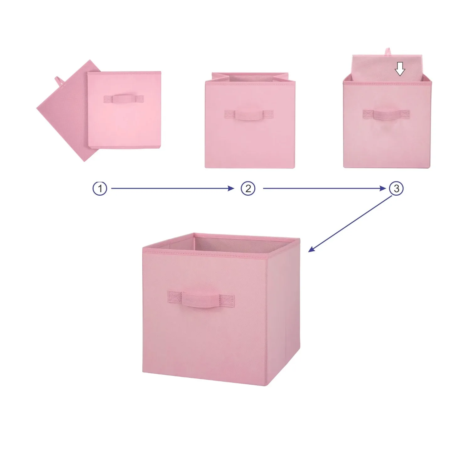 Collapsible Cube Fabric Storage Bins (10.5" x 10.5"), 6 Pack, Pink Puff 4