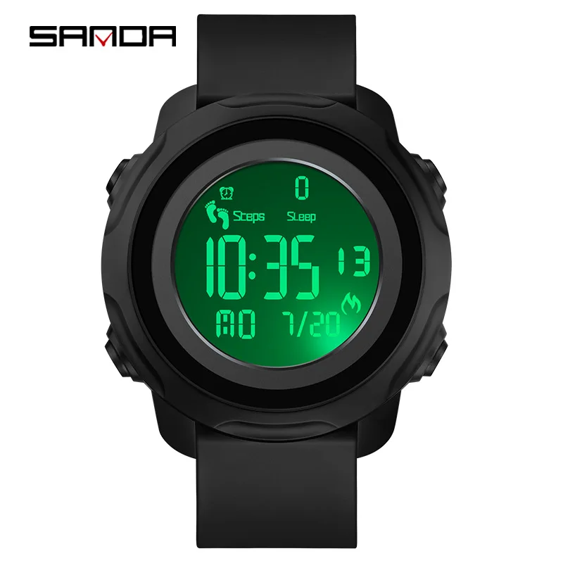 

SANDA 6121 Electronic Watch Men Creative Simple Watches Sports Waterproof Date Chronograph Silicone Wristwatches for Male Clock
