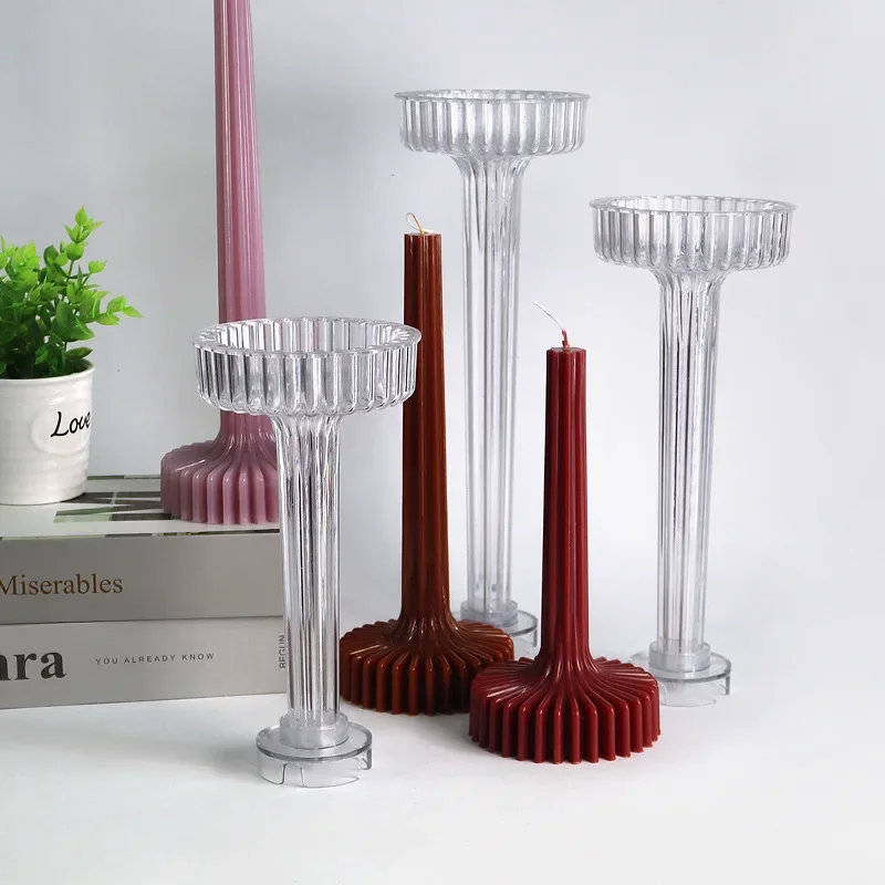 Elegant 3D Vase-Shaped Candle Mold for DIY Striped Column Candles - Home Decoration Tool