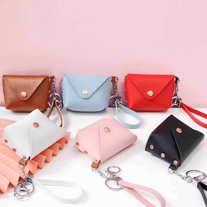 Ladies PU Leather Mini Wallet Card Key Holder Coin Purse Solid Color Clutch Bag Kids Purses Small Handbag Bag key case coin purse women wallet card wallet coin wallet change bag