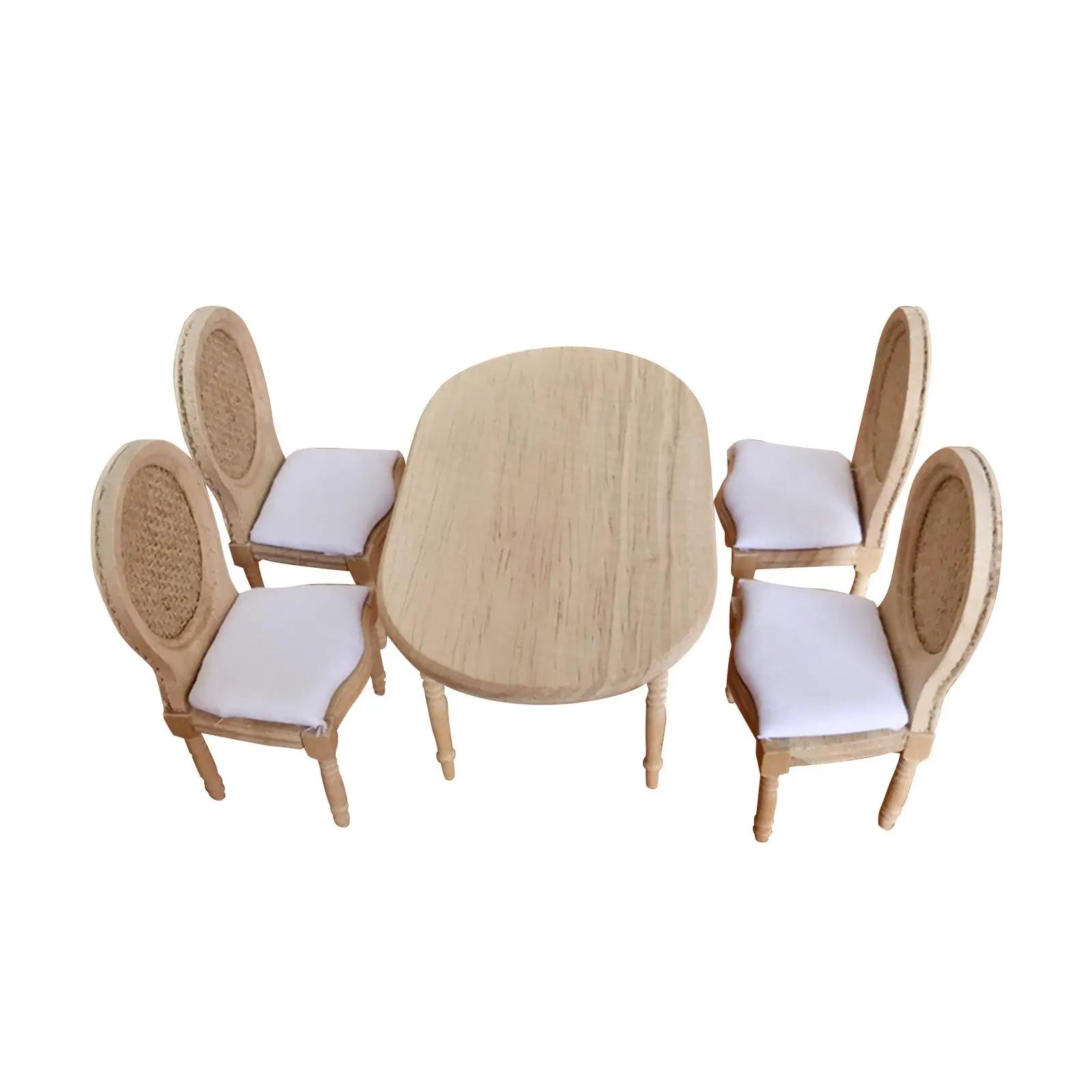 

Miniature Table Chairs Set Decorations 1:12 Desk Stool for Dollhouse DIY
