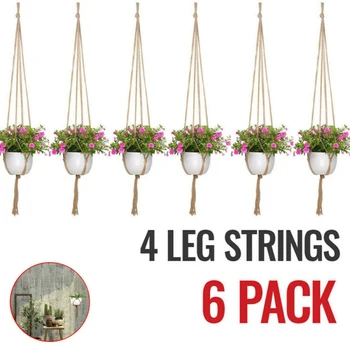 6x Macrame Handmade Plant Hanger Baskets-Holder Balcony Hanging Decoration Vintage Flower Pot Holder Rope Home Garden Supplies 1