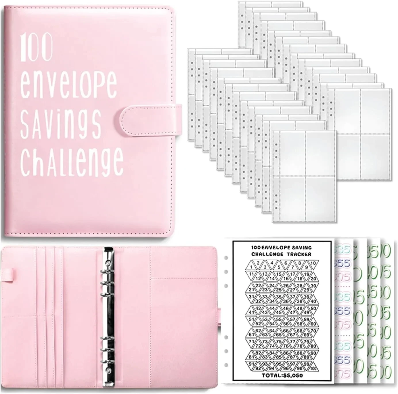 

100 Envelope Challenge Binder Easy and Fun Way to Save $5,050 Savings Challenges Binder Budget Binder with Cash Envelopes