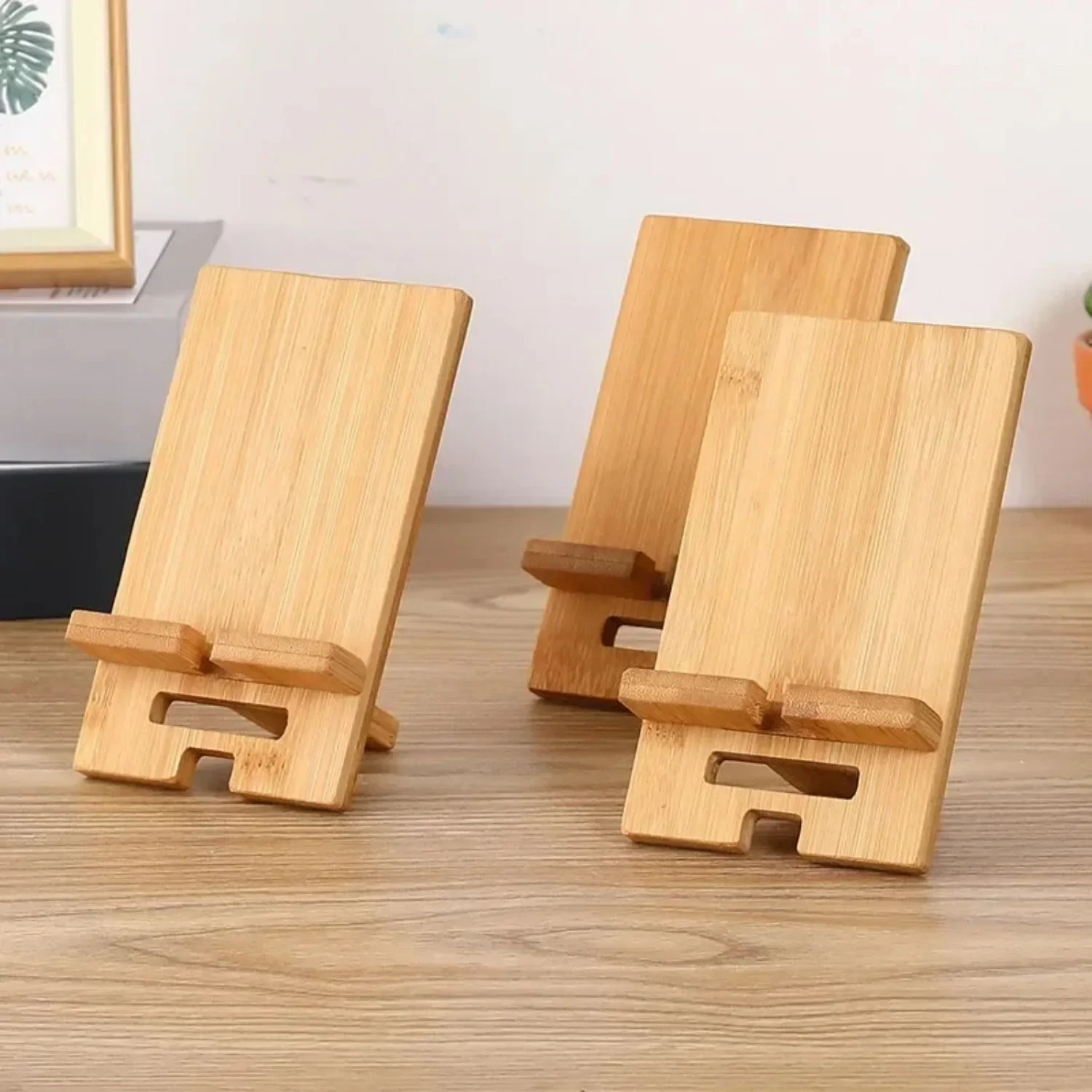 Support de téléphone en bambou pour bureau, support de charge pratique en bois pour smartphone, support multifonctionnel créatif et pratique