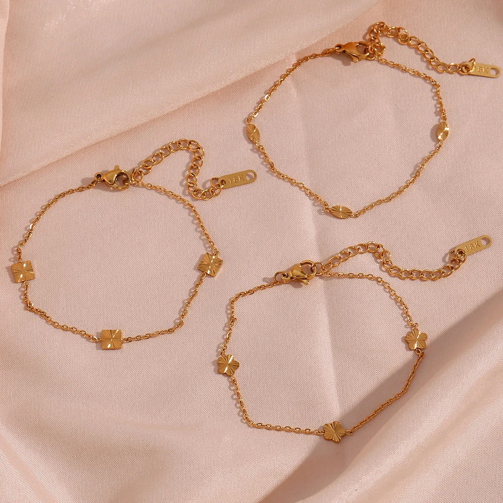 Simple Dainty Stainless Steel Chains Small Sunburst Textured Oval