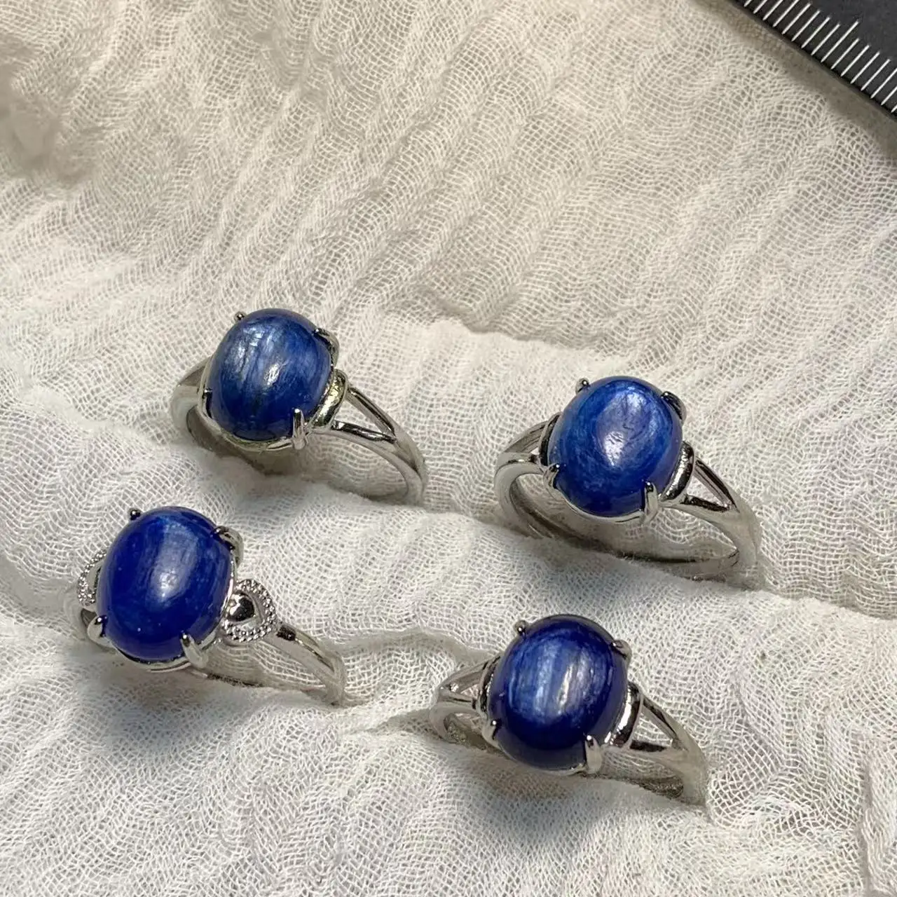 10*8MM Natural Blue Kyanite Ring Adjustable Female Ring Jewelry for Women Gift Wholesale High Quality Vintage Fine