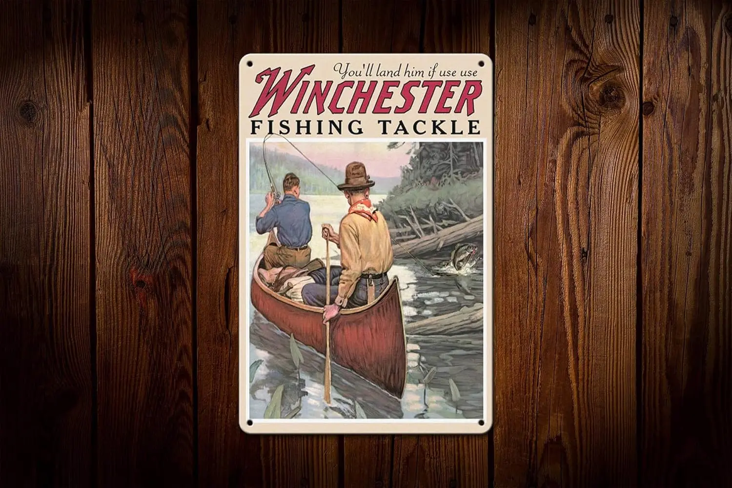 Bar Vintage Retro Metal Tin Sign Winchester Fish and Tackle