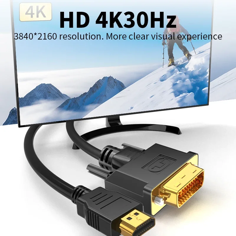 Jasoz-adaptador DVI a HDMI, convertidor bidireccional DVI D 24 + 1