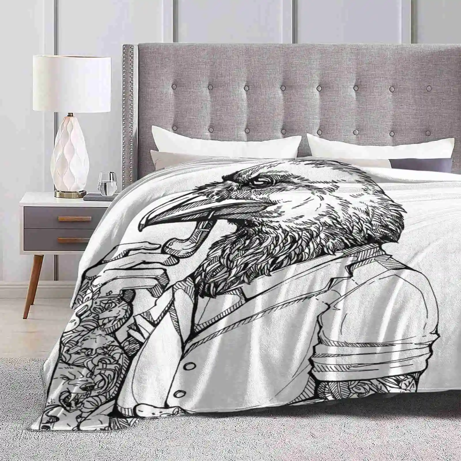 The Crow Man Soft Warm Light Thin Coperta Crow Tattoo Ink Goth Anthro Animal Raven Bird