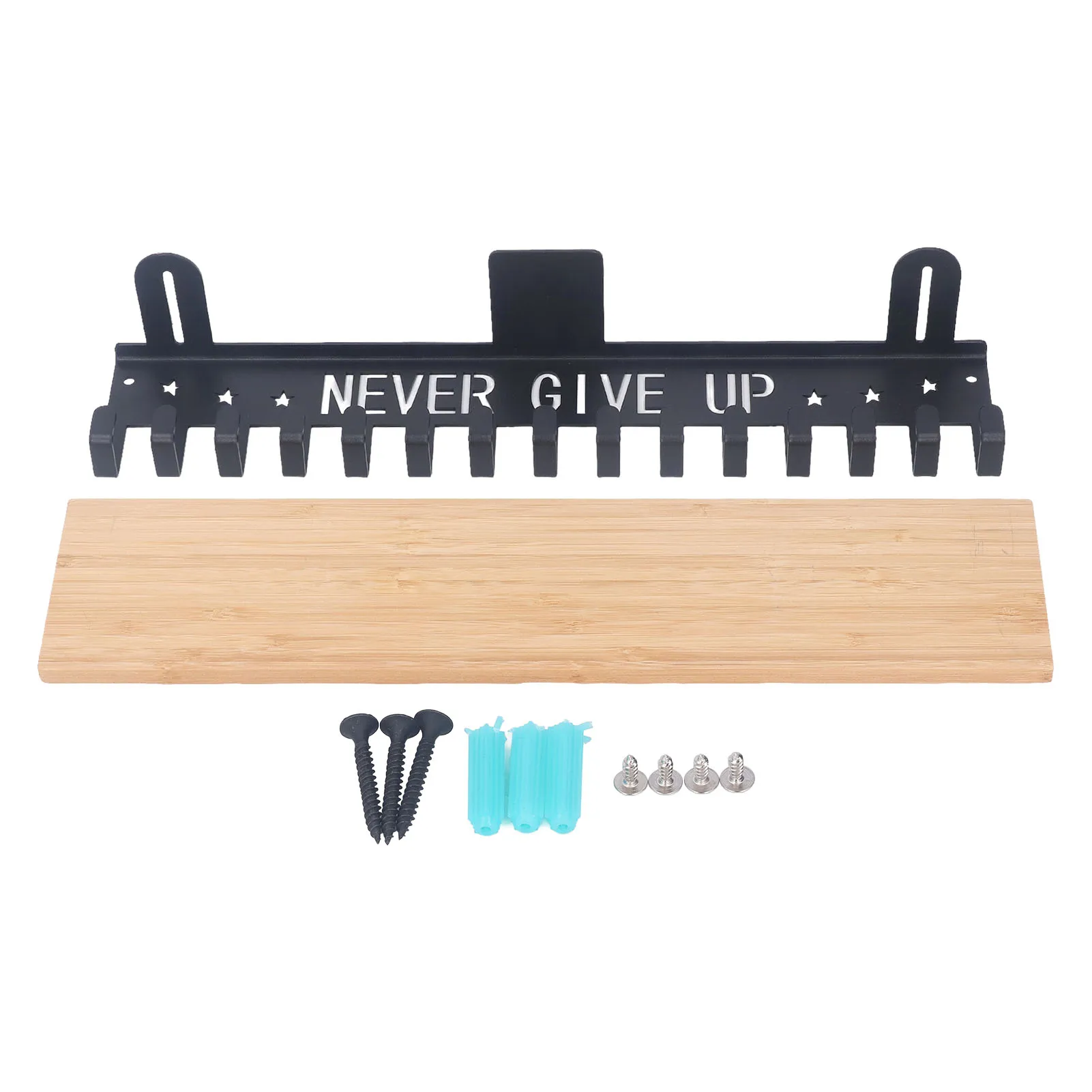 20 Hooks Award Trophy Display Shelf Multifunctional Clothes Hat Hook Bamboo Iron Storage Rack 3