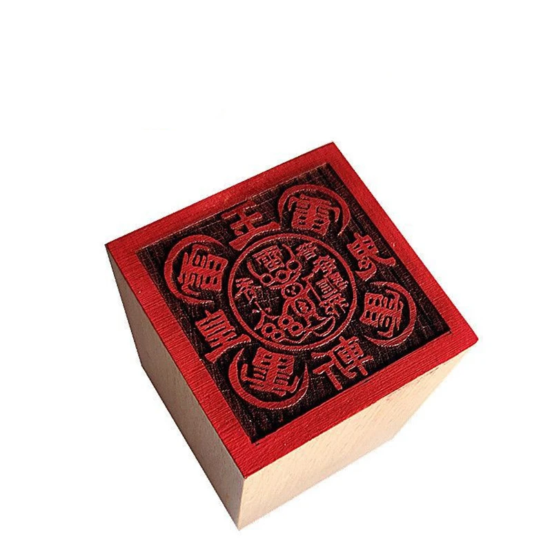 

Taoist Seal Stamp Solid Wood Carving Five Thunder Slaying Ghost Taoist Mass Stamp