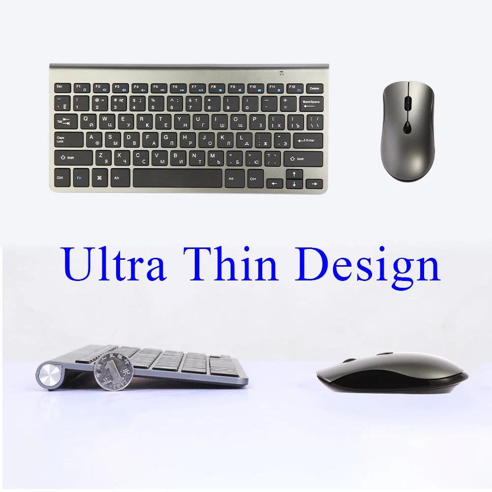 Mini Wireless And Mouse 2.4G Protable Silent Mice Russian Korean Hebrew US Keyboard Kit For Laptop Mac PC TV Box_voghion.com
