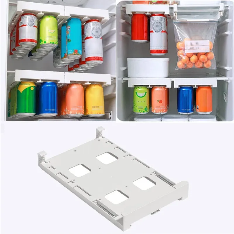 Portable Refrigerator Organizer Bins, Pop Soda Can Dispenser For