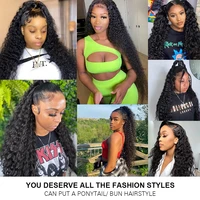 Perruques Lace Front 13x4 Water Kinky Curly 30 pouces, Ondes profondes brésiliennes lâches, Frontal HD, Sans colle, Pour femmes, Cheveux humains Remy 4