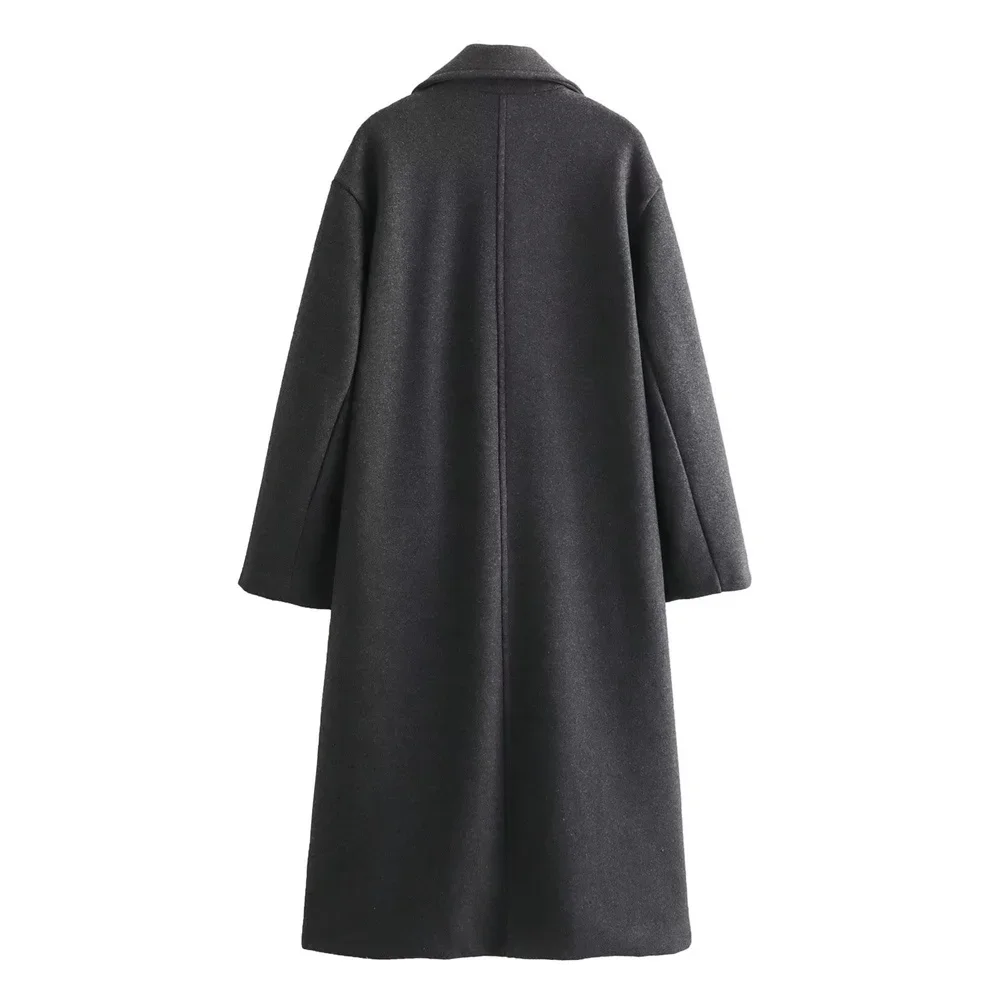 PB&ZA  2023 Autumn/Winter New Women's Wear New Fashion Casual Versatile Soft Loose Long Coat Coat 5