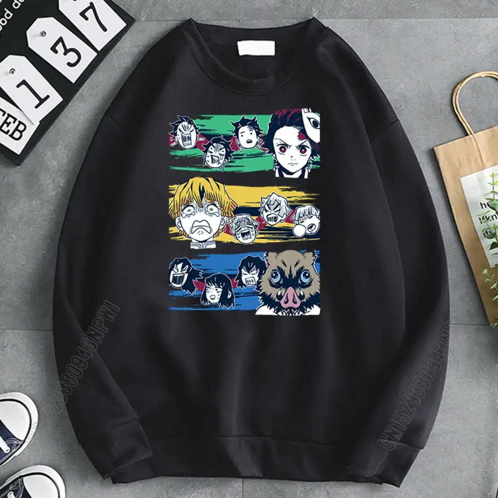 

Japan Cartoons Anime Demon Slayer Men Fashion Crewneck Comfortable Loose Sweatshirt Hip Hop Warm Clothing Men's