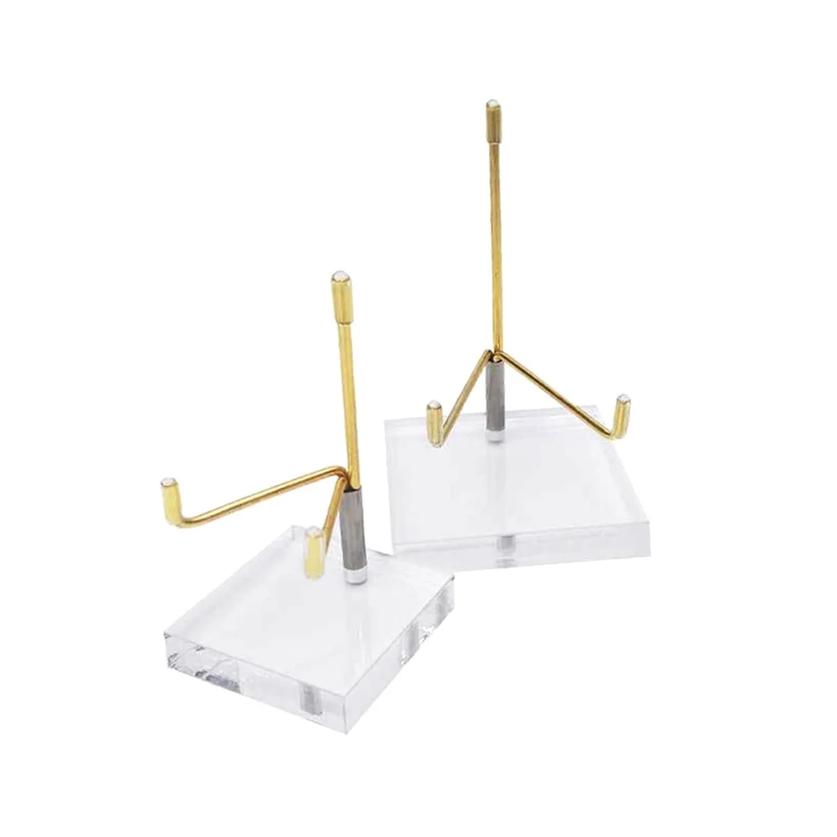 

2 Pcs Adjustable Metal Arm Display Stand Easel with Clear Acrylic Base for Gemstones Crystal Mineral Plates