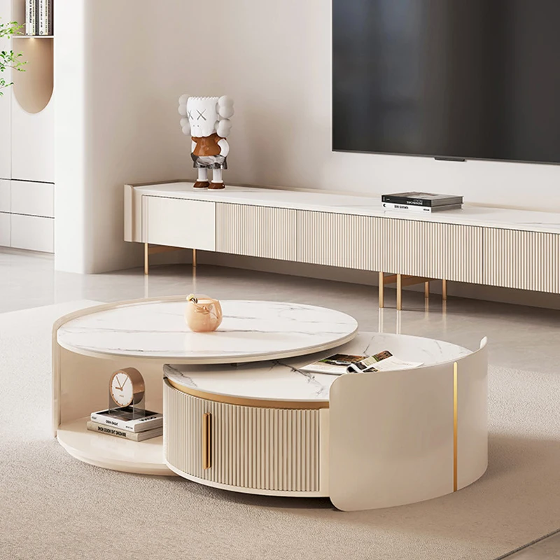 

Wood Coffee Cabinet Living Room Simple Modern Design Extendable Floor Multifunction Coffee Table Storage Bedroom Mesa Furniture