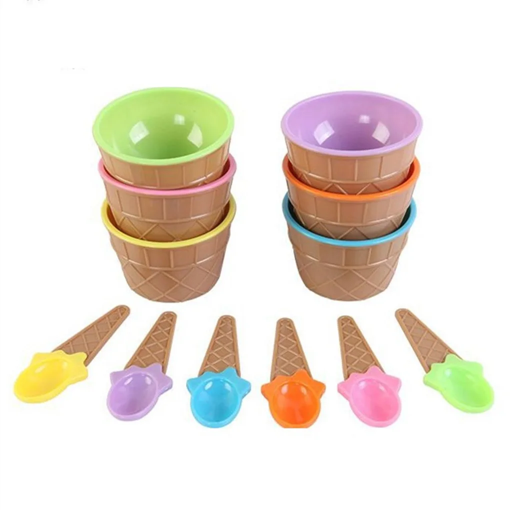 New 1set Kids Ice Cream Bowl Spoon Set Durable Children Gifts Lovely