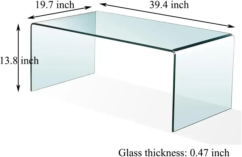 Glass Coffee Table, Modern Tempered Clear Coffee Tables Decor for Living Room, Easy to Clean and Safe Rounded Edges 2