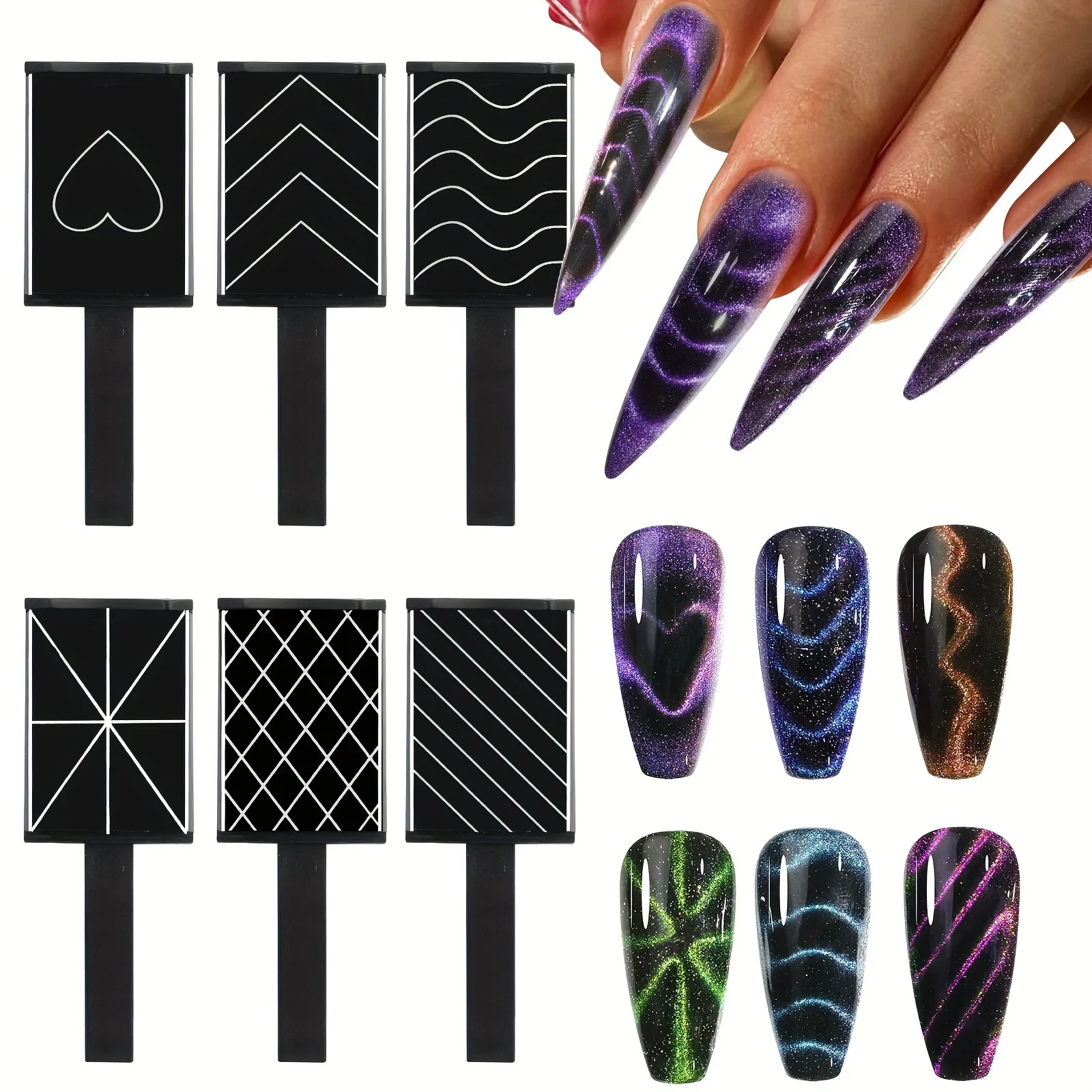 6pc/Set Magnet Stick Wand for 3D Magnetic Cat Eye Gel Magic Nail Art Manicure Tool UV Gel Magnet Stick Manicure Nail Art Tools magnetic nail art tools cat eye nail tool magnetic nail tools magnetic nail pen