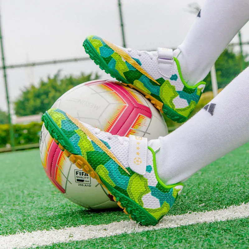 Size 30-39 Professional Hook & Loop Kid Football Sneakers Anti-slip TF Turf Boy Soccer Shoes Breathable Children's Sports Shoes