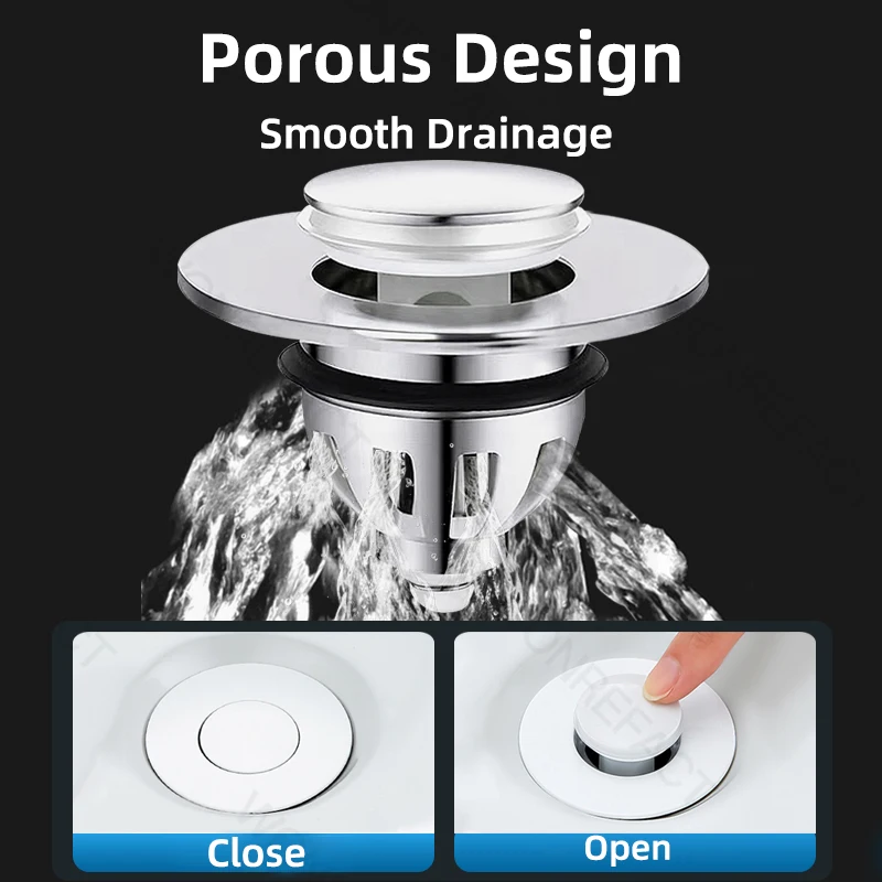 Bathroom Drain Strainer Universal Sink Strainer Washbasin Hair Collection Tool Easy to Install Pop-Up Bathroom Sink Bath Stopper