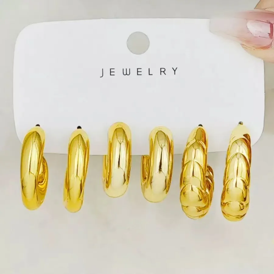 Rosa Chunky Hoop Earrings Set 3