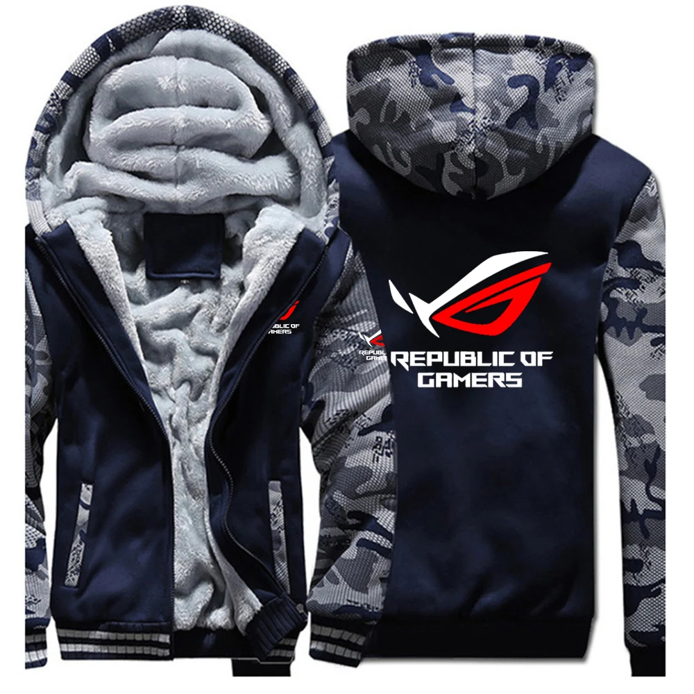 Men's Thicken Warm Hooded Coat Windproof Zip Jacket