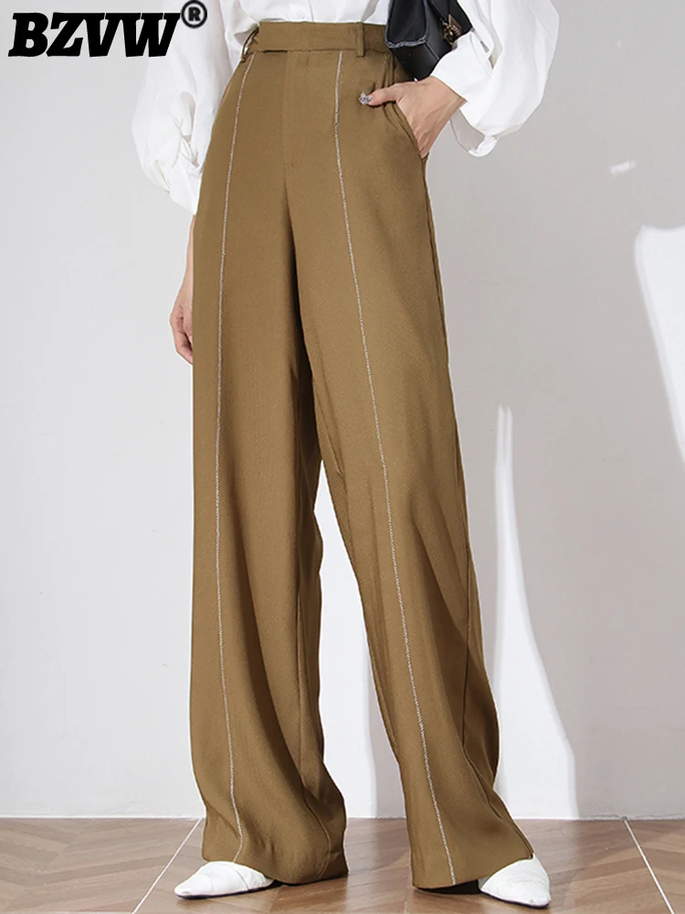 

BZVW Fashion Loose Casual Suit Pants For Women Solid Color High Wasit Versatile Straight Tube Wide Leg Pant 2023 New 25X01516