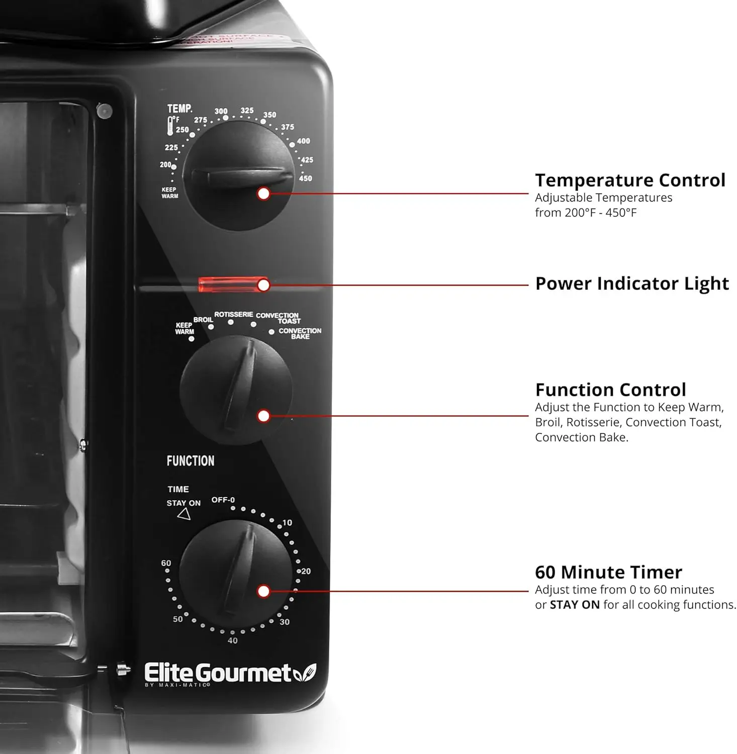 Gourmet ERO-2008SZ## Countertop XL Toaster Oven w/Top Grill & Griddle & Lid + Convection Rotisserie, Bake, Broil, Roast, T 4