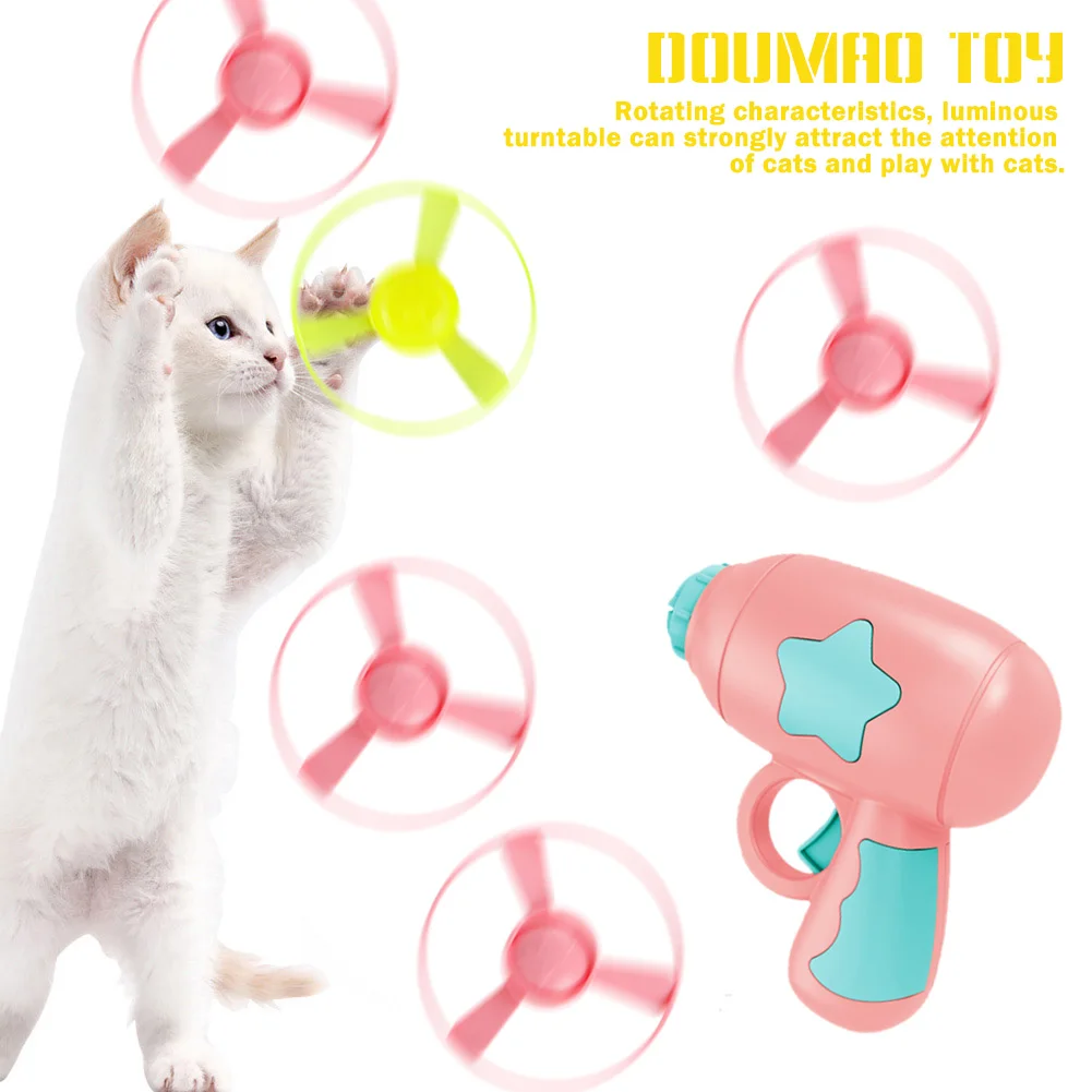 Funny Flying Saucer Cat Toys Interactive Teaser Training Toy Flying Discs Rotating Luminous Dragonfly Game Cats Interactive Toy