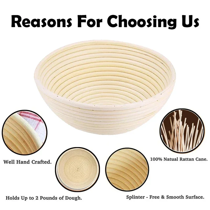 Bread Fermentation Basket Round Oval Long Banneton Rattan Bread Dough Proofing Basket Linen Liner Cloth