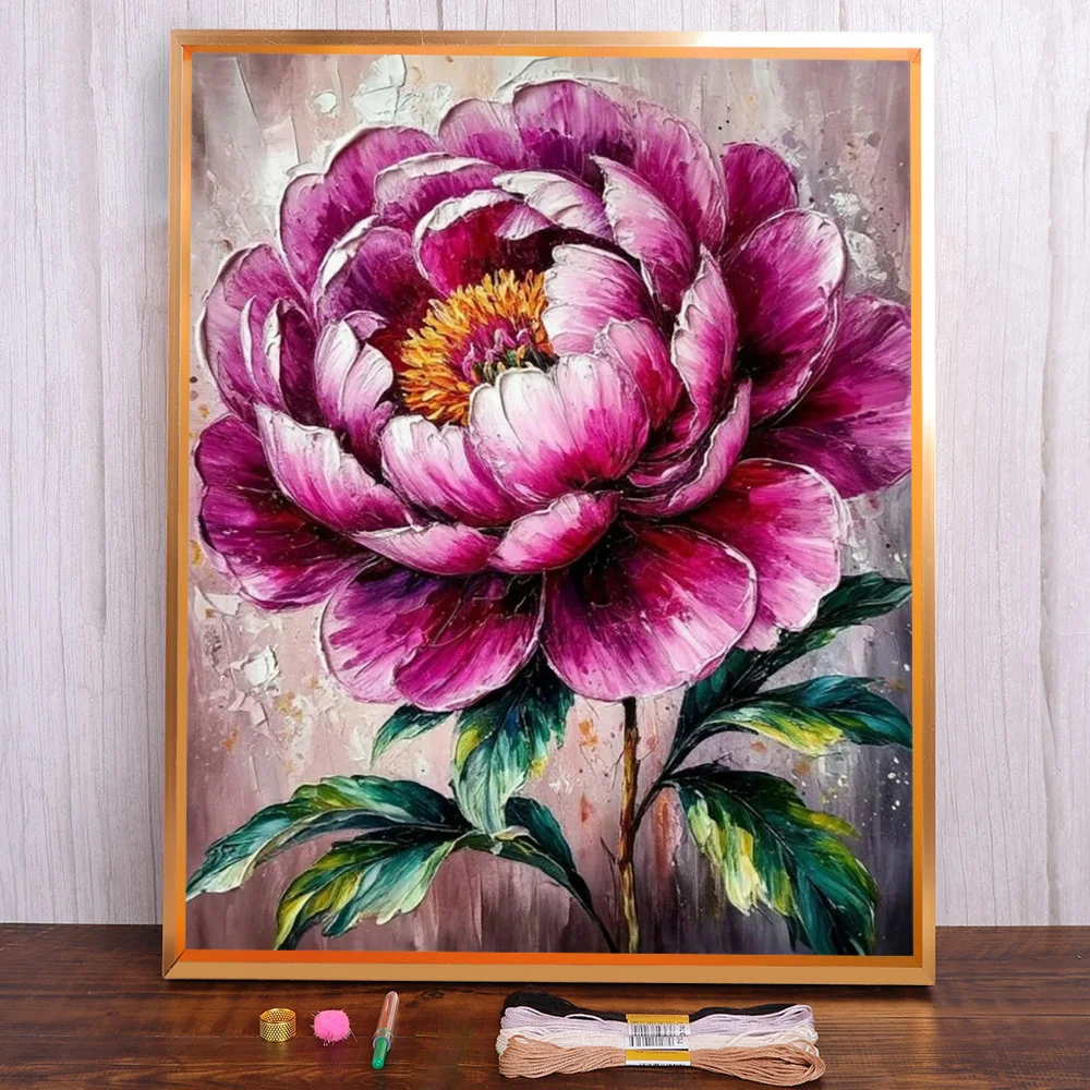 Stillleben Blume gedruckt Kreuzstich DIY Stickerei Komplettset handgemachte Handarbeit Handwerk Stricken Home Decor Mulina gezählt