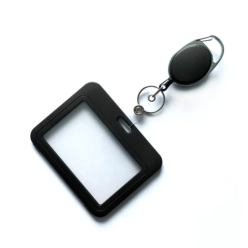 Card Holder 1pc Double-sided Transparent Working Permit Case Sleeve Lanyard Badge Reel Neck Strap For Staff