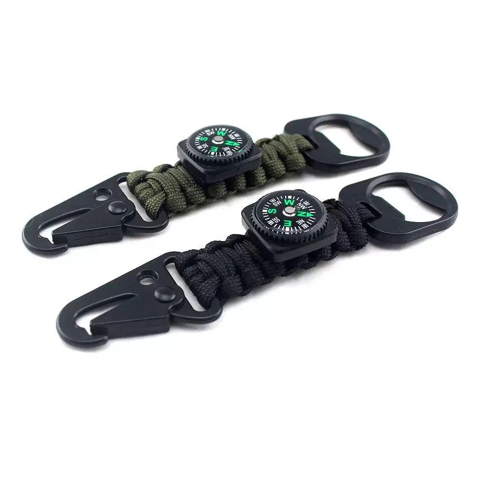 Multifunction Paracord Keychain With Compass Bottle Opener Military Braided 7-Cord Rope Emergency Knot Outdoor Survival Tools paracord keychain