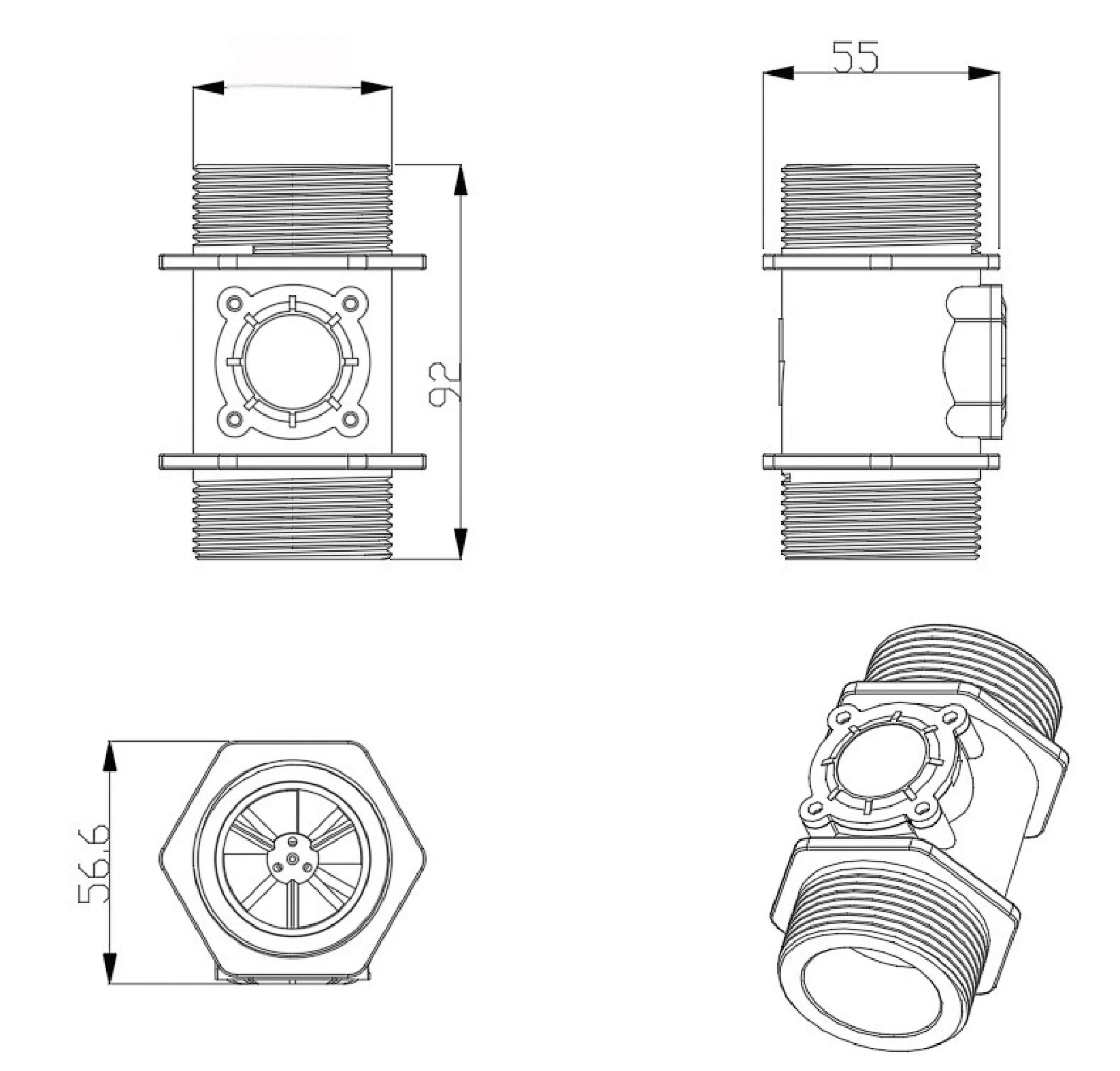 YF-S201 Hall Flow Sensors Water Flow Sensor Hall Effect Liquid Meter G1/2 1/2 In