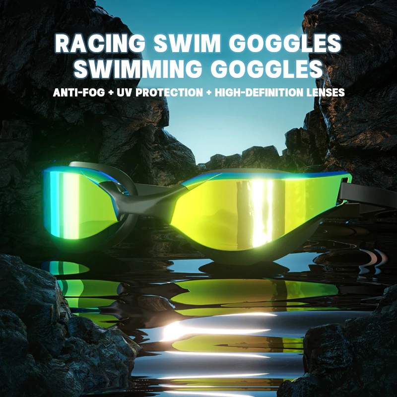 Lunettes de natation compétition adultes haute définition étanches anti-buée grand angle réglables