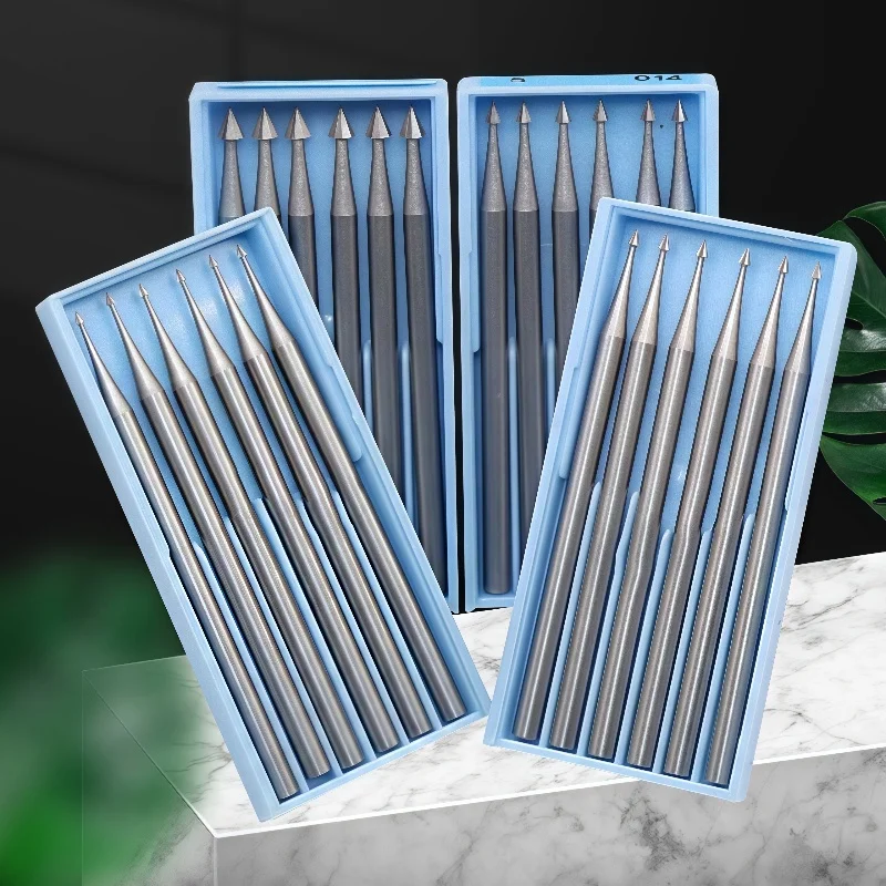 블루 박스 우산 바늘, 보석 조각 칼, 텅스텐 강철 버, 아이보리 조각 도구, 2.35mm 생크가 있는 원추형 드릴 비트