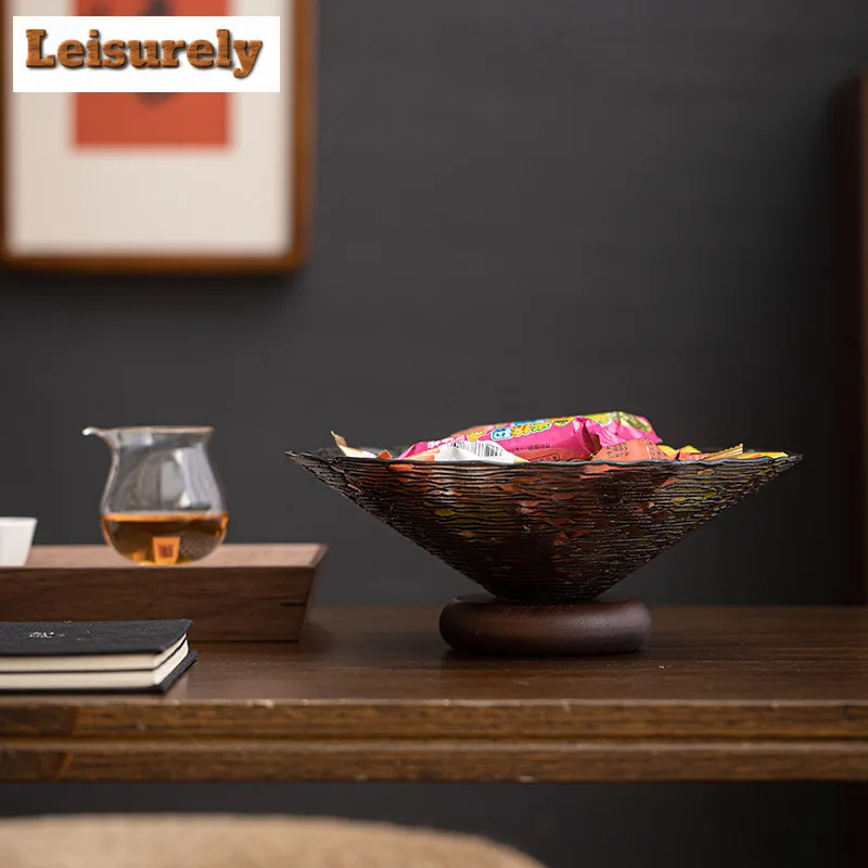 High-legged Ocean High Foot Glass Fruit Dishes Japanese Pastry Plate Dried Fruit Snack Plate Household Serving Tray Ornaments