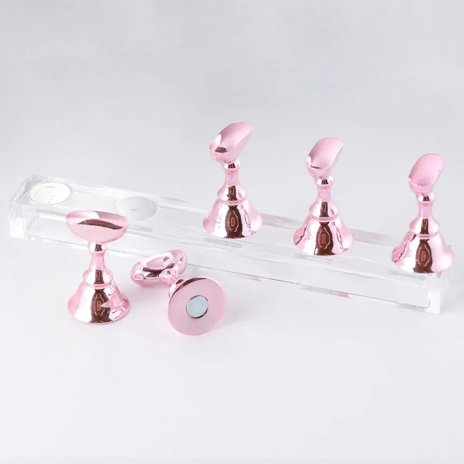 Nail Art Holder 5Pcs Chess Borad Magnetic Nail Tips Practice Display Stand