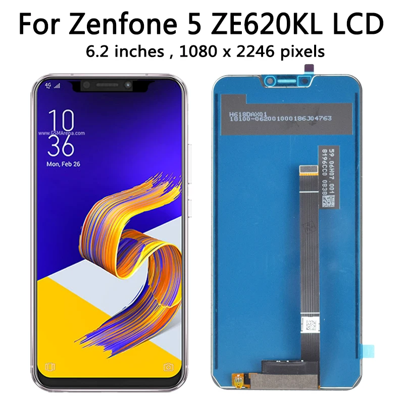 Original 6.2\'\' For Asus ZenFone 5 ZE620KL X00QD ZF620KL X00QDA LCD Display Touch Screen For Zenfone 5z ZS620KL Z01RD LCD Frame