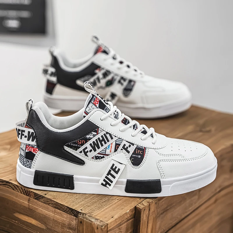 Men's Easy to Wipe Clean Skateboard Shoes with Good Grip, Breathable Lace-Up Sneakers, Men's Shoes